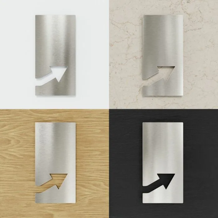 Edelstahl Hinweisschild Pfeil "rechts oben" / P.06.E – Bild 2