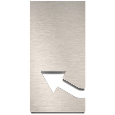 Edelstahl Hinweisschild Pfeil "links oben" / P.07.E