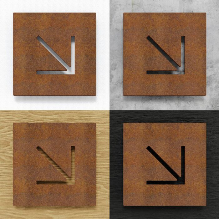 Vintage Hinweisschild Pfeil "rechts unten oder links oben" / P.13.R - Image 2
