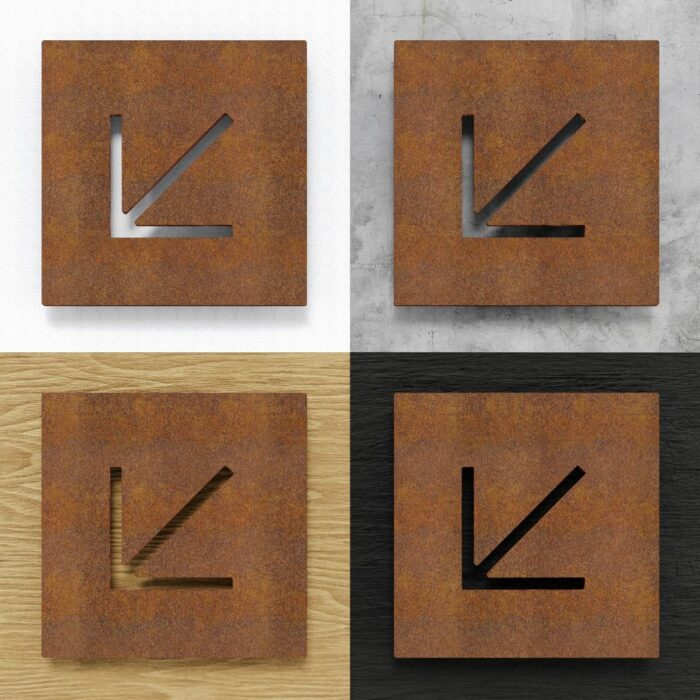 Vintage Hinweisschild Pfeil "links unten oder rechts oben" / P.14.R - Image 2