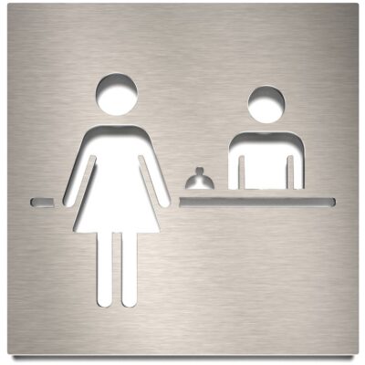 Edelstahl Schild "Rezeption" / R.06.E