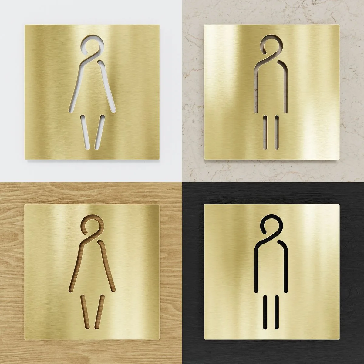Messing WC-Schilder Set "Damen & Herren" / T.02.M – Bild 2