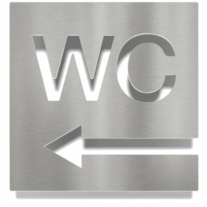 Edelstahl WC-Schild "links" / W.03.E