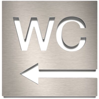 Edelstahl WC-Schild "links" / W.03.E