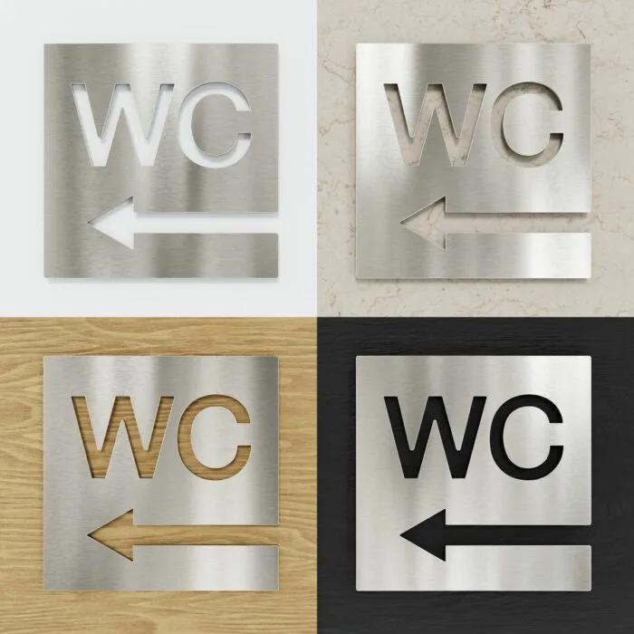 Edelstahl WC-Schild "links" / W.03.E – Bild 2