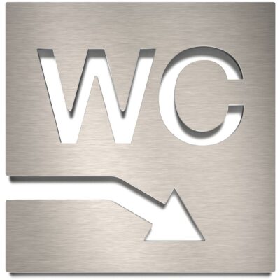 Edelstahl WC-Schild "rechts unten" / W.04.E
