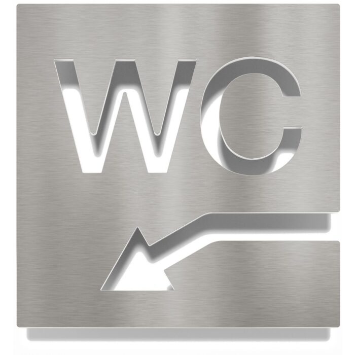 Edelstahl WC-Schild "links unten" / W.05.E 1