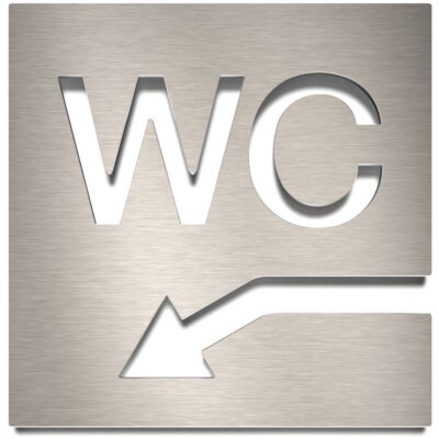 Edelstahl WC-Schild "links unten" / W.05.E