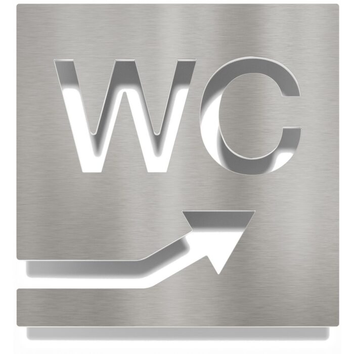 Edelstahl WC-Schild "rechts oben" / W.06.E 1