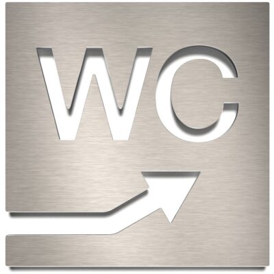 Edelstahl WC-Schild "rechts oben" / W.06.E