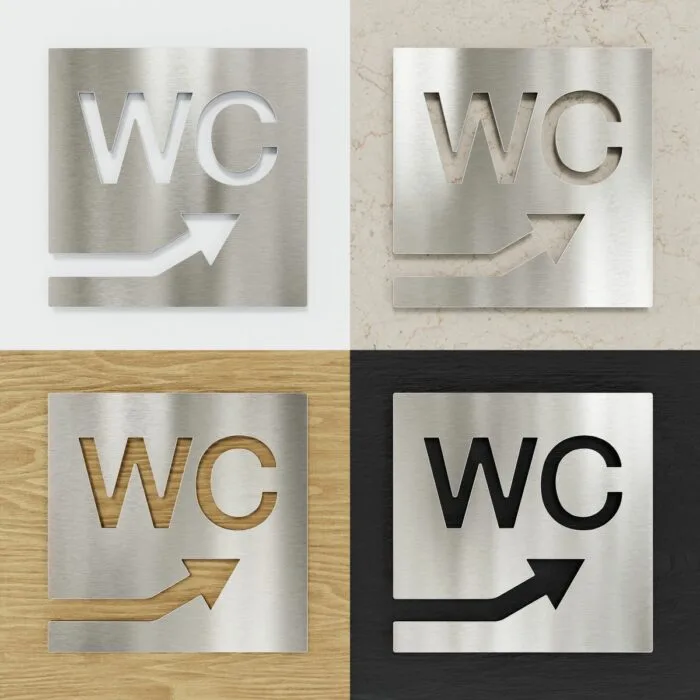 Edelstahl WC-Schild "rechts oben" / W.06.E – Bild 2