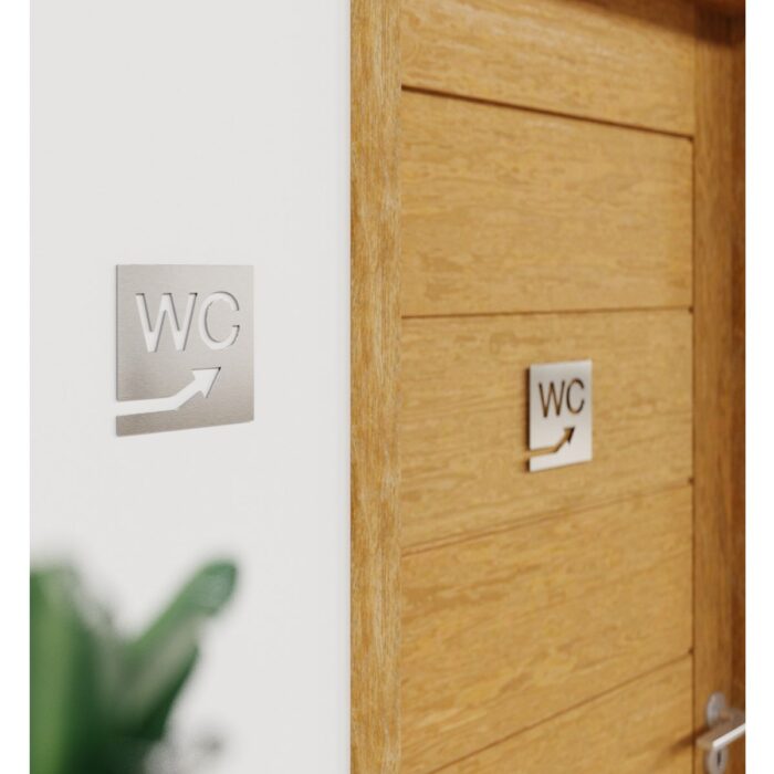 Edelstahl WC-Schild "rechts oben" / W.06.E 3