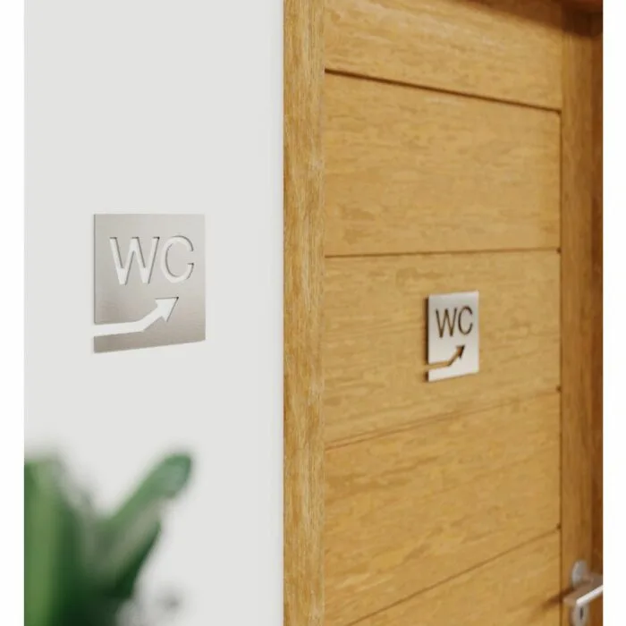 Edelstahl WC-Schild "rechts oben" / W.06.E – Bild 3
