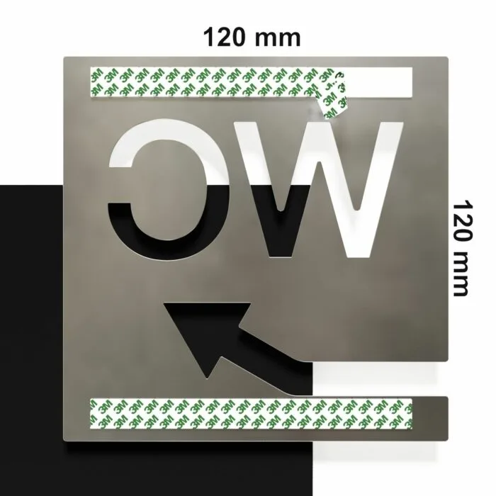 Edelstahl WC-Schild "rechts oben" / W.06.E – Bild 4