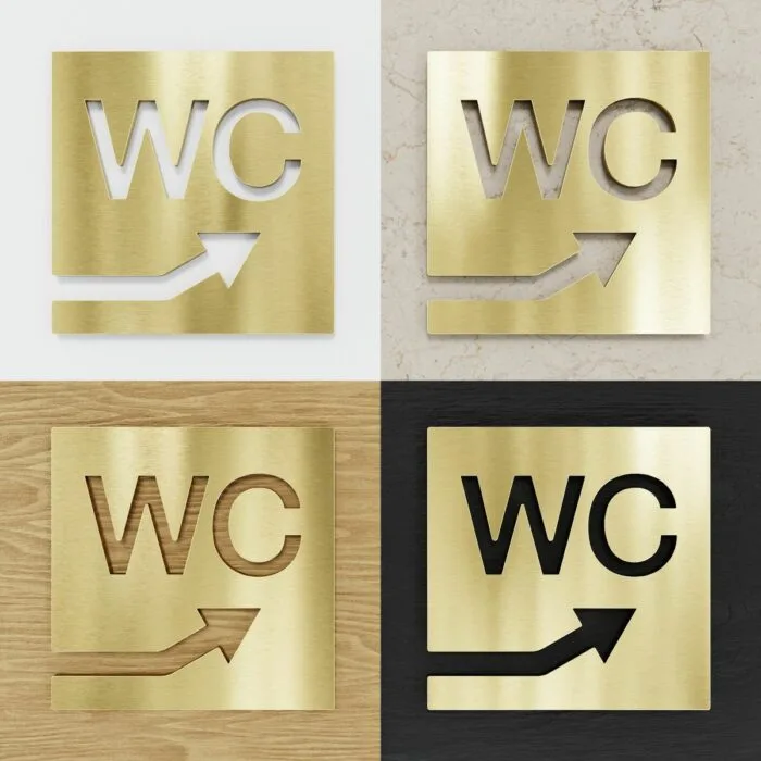 Messing WC-Schild "rechts oben" / W.06.M – Bild 2