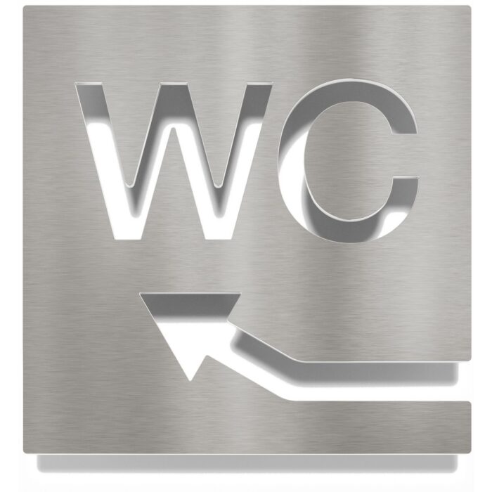 Edelstahl WC-Schild "links oben" / W.07.E 1