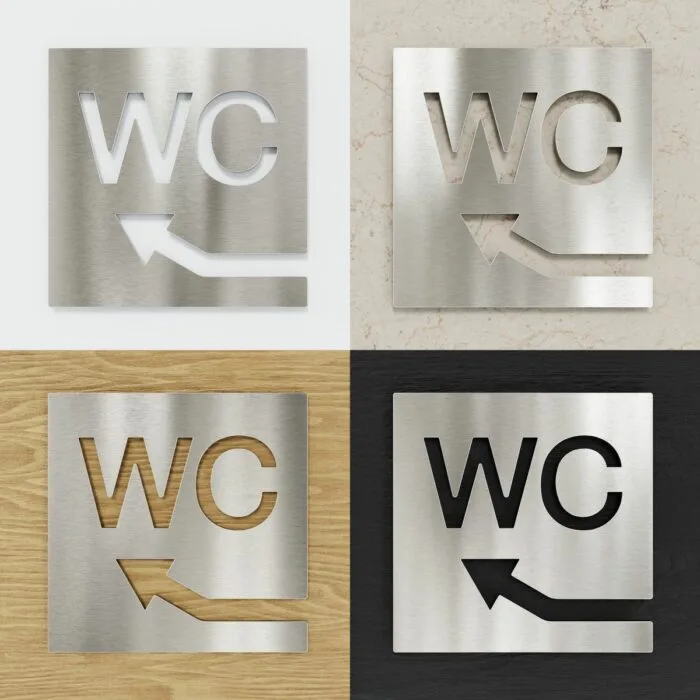 Edelstahl WC-Schild "links oben" / W.07.E – Bild 2