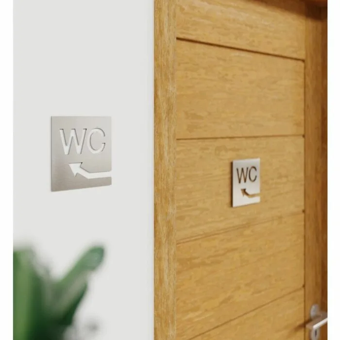 Edelstahl WC-Schild "links oben" / W.07.E – Bild 3