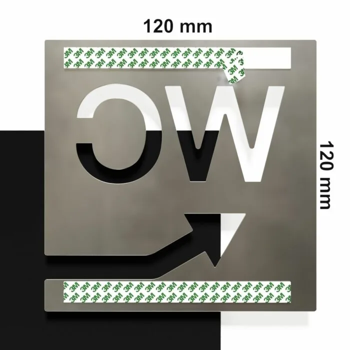 Edelstahl WC-Schild "links oben" / W.07.E – Bild 4