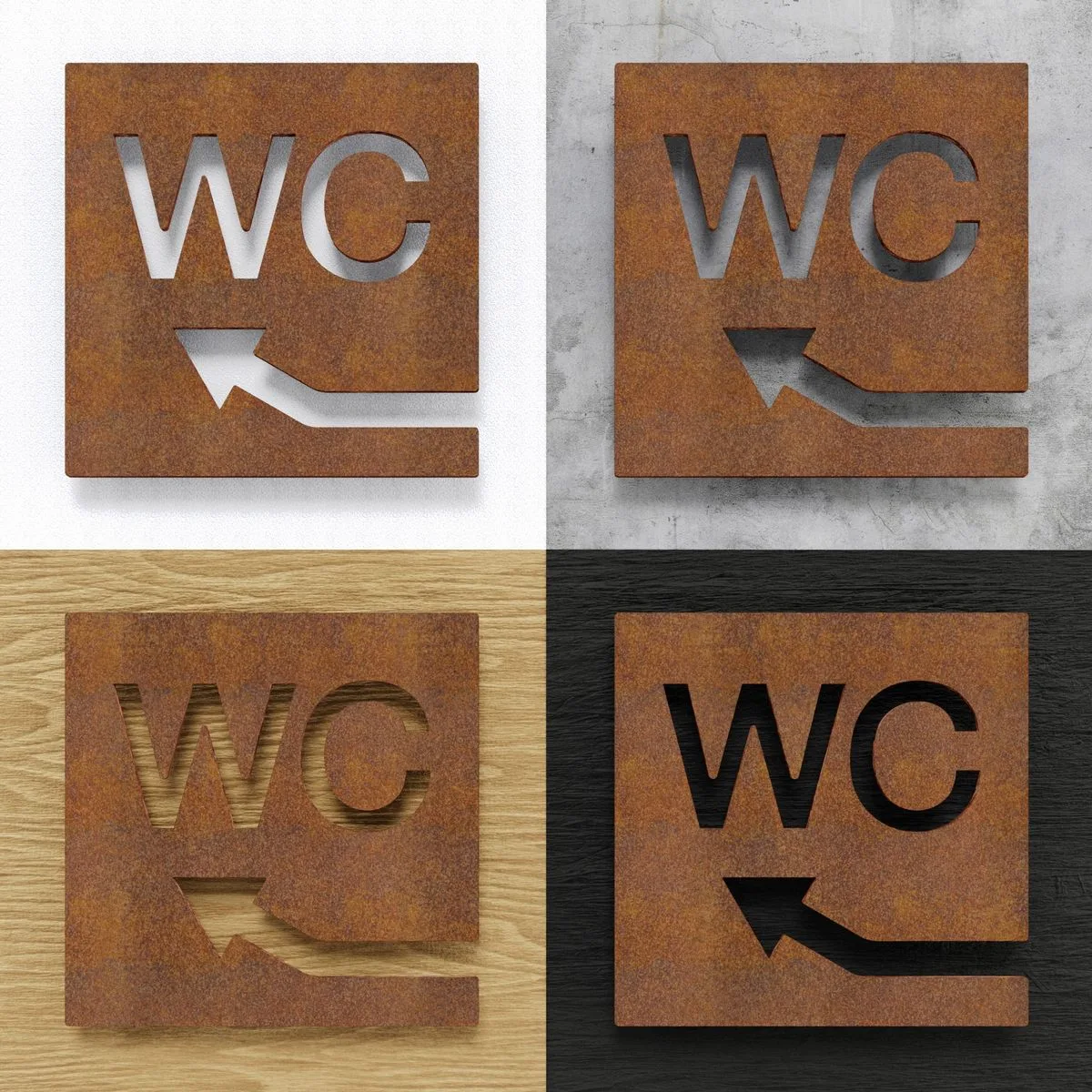 Vintage WC-Schild "links oben" / W.07.R – Bild 2