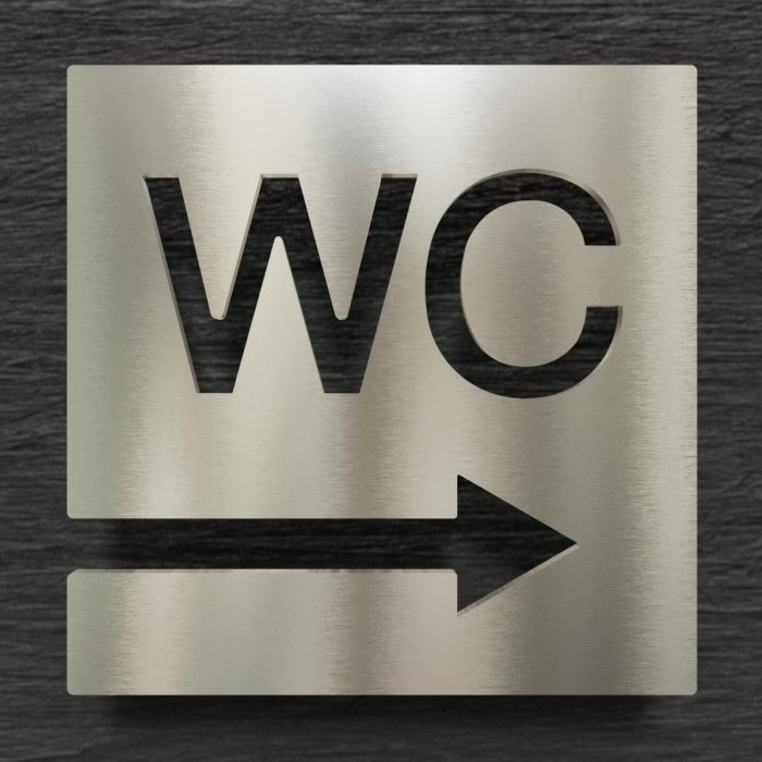Edelstahl WC-Schild "rechts" / W.02.E 1