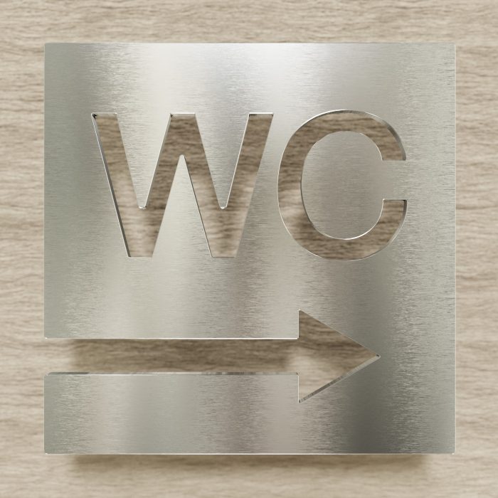 Edelstahl WC-Schild "rechts" / W.02.E 2