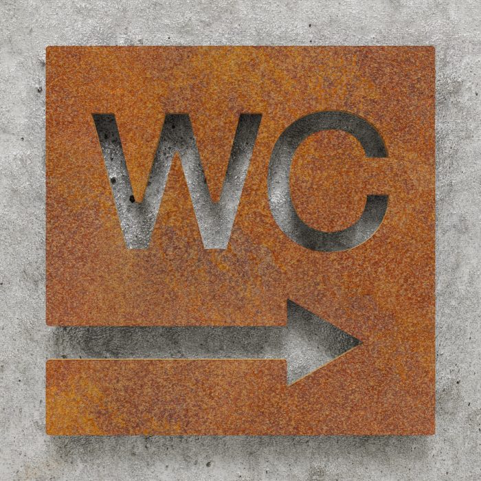 Vintage WC-Schild "rechts" / W.02.R 2