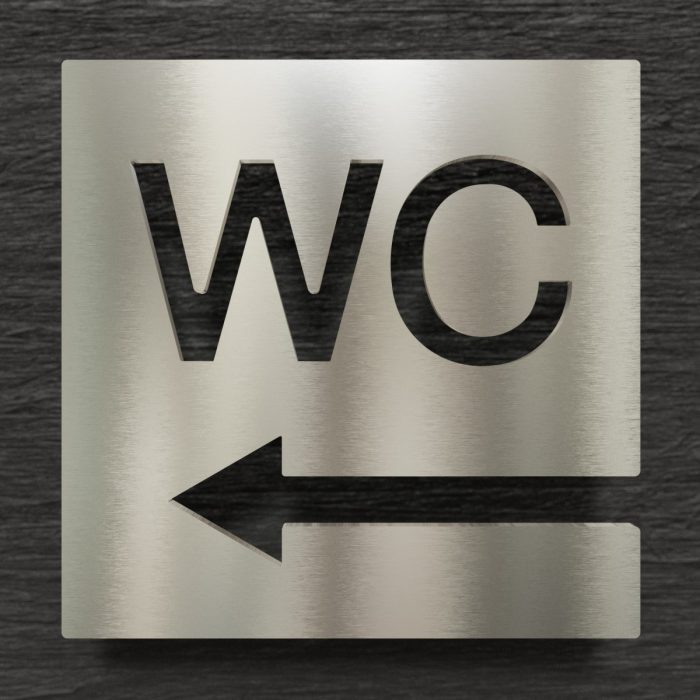 Edelstahl WC-Schild "links" / W.03.E 1