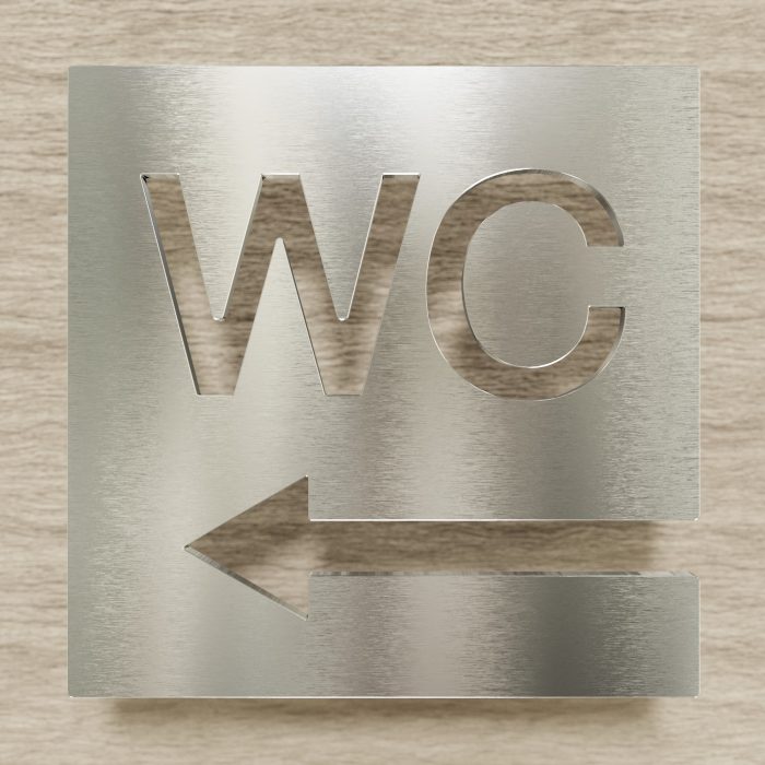 Edelstahl WC-Schild "links" / W.03.E 2