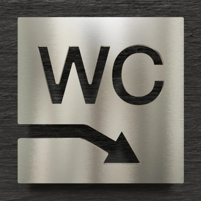 Edelstahl WC-Schild "rechts unten" / W.04.E 1