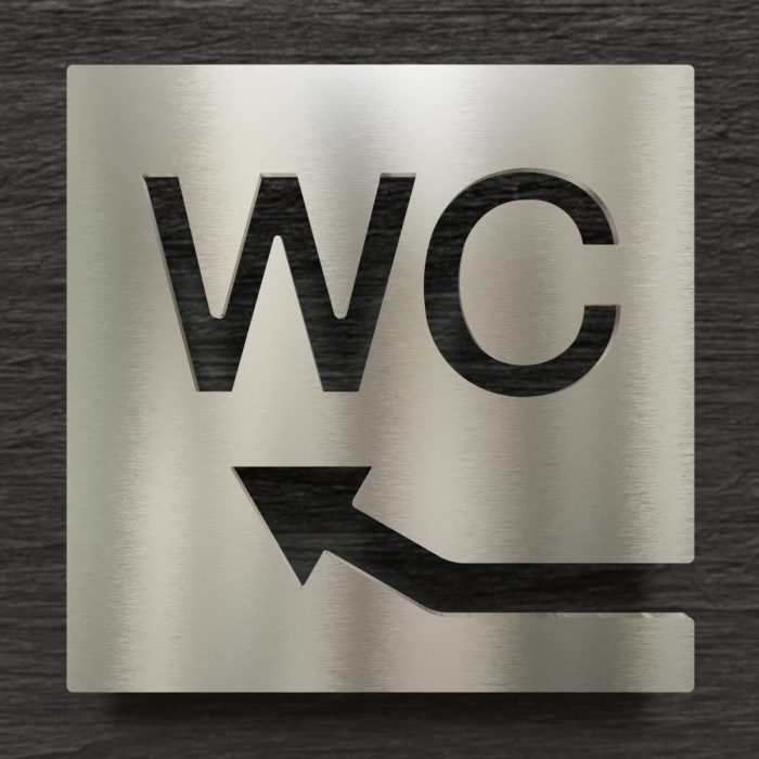 Edelstahl WC-Schild "rechts oben" / W.06.E 1