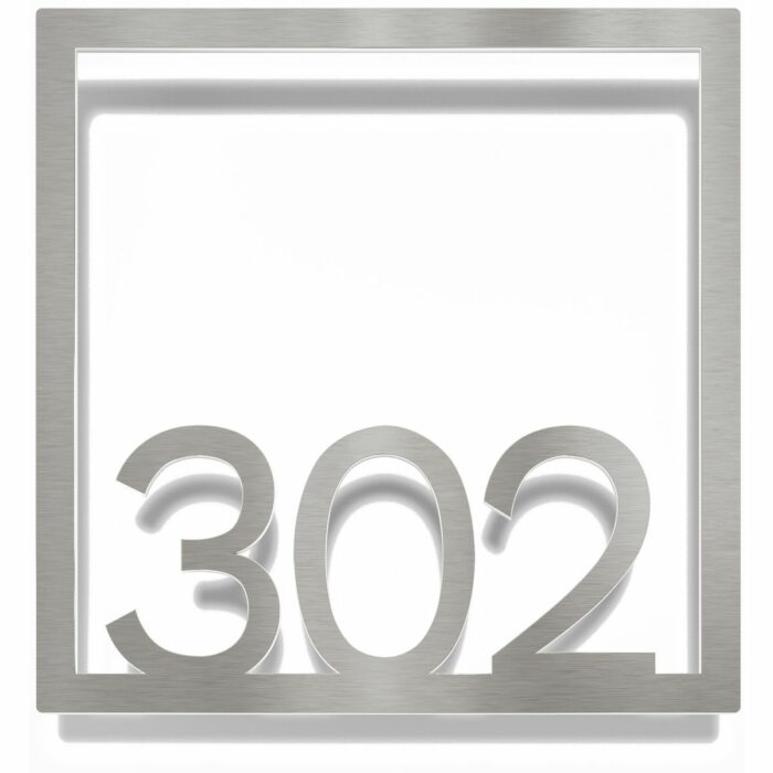 Edelstahl Zimmernummer / Design Z-04-XXX-E<span> - </span>302