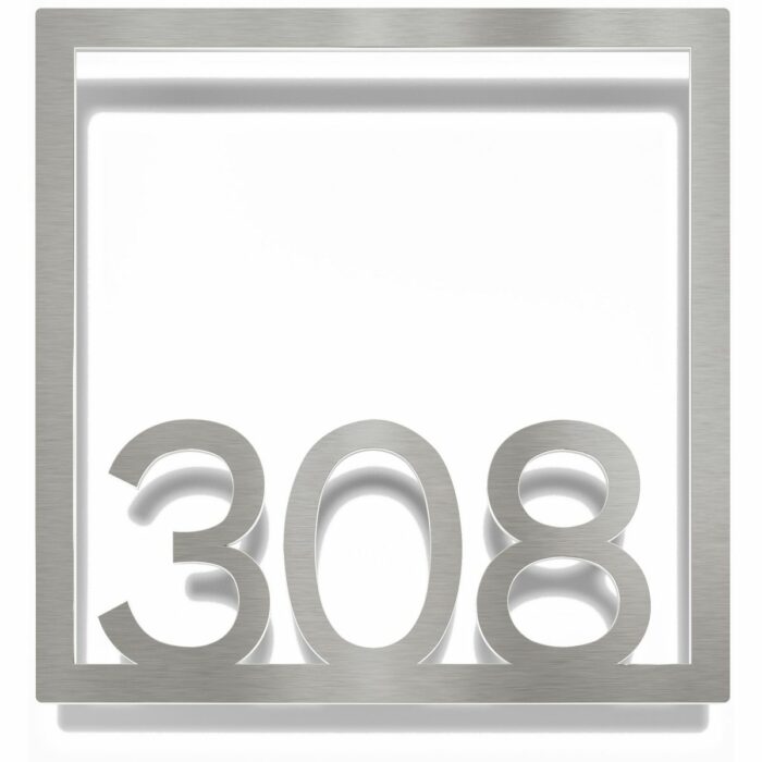 Edelstahl Zimmernummer / Design Z-04-XXX-E<span> - </span>308