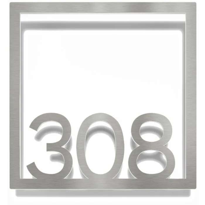 Edelstahl Zimmernummer / Design Z-04-XXX-E<span> - </span>308